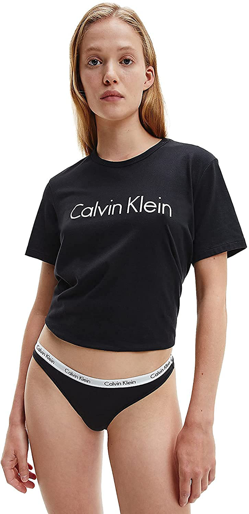 Calvin Klein Women's Carousel Logo Cotton Thong Panty Apparel & Accessories > Clothing > Underwear & Socks > Underwear Calvin Klein Rainer Stripe/Strawberry Shake/Black 3 X-Small