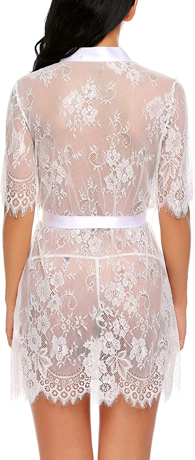 Avidlove Women Kimono Robe Floral Lace Babydoll Lingerie Sheer Mesh Nightgown Apparel & Accessories > Clothing > Underwear & Socks > Lingerie Kylie Max