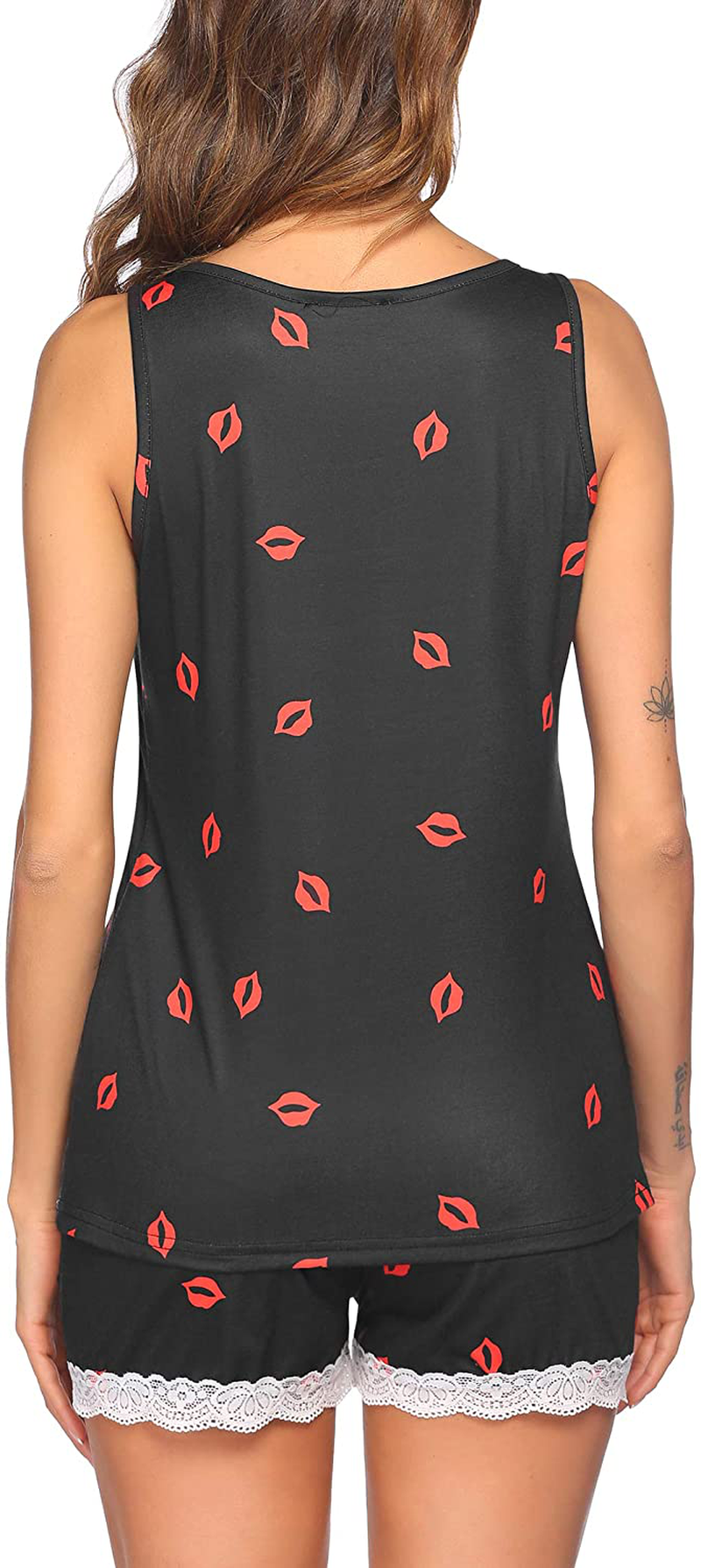 Ekouaer Womens Pajama Set Sleeveless Tank Top and Shorts Pj Set Lace Hem Sleepwear S-XXL Apparel & Accessories > Clothing > Sleepwear & Loungewear > Pajamas Ekouaer