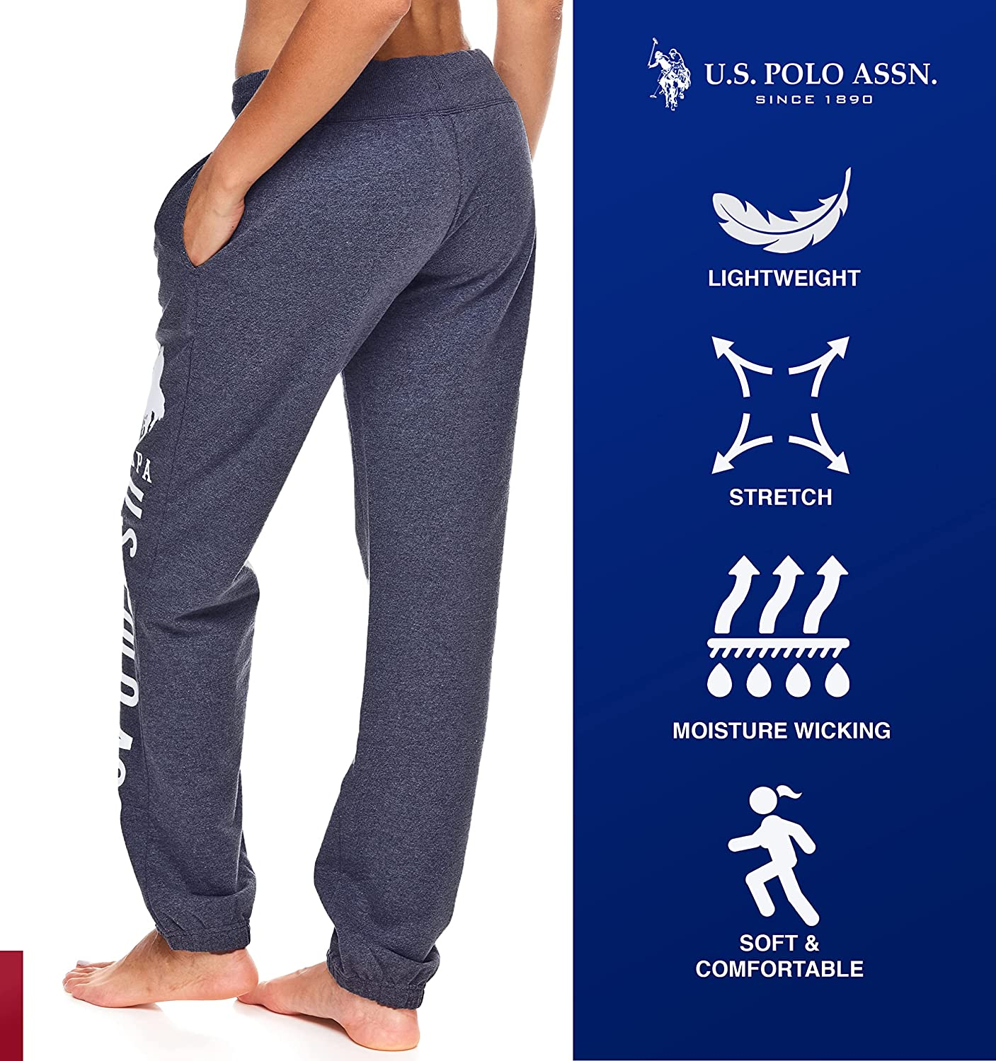 U.S. Polo Assn. Essentials Womens Sweatpants with Pockets - French Terry Jogger Sweats Apparel & Accessories > Clothing > Underwear & Socks > Underwear U.S. Polo Assn.