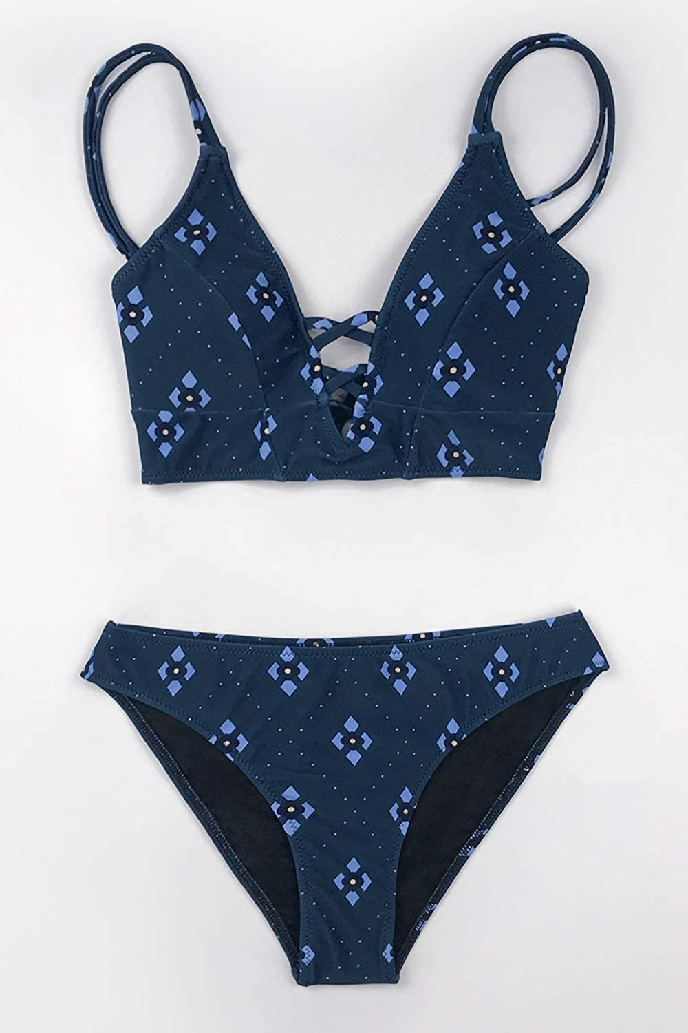 CUPSHE Women'S Dream Space Lace up Bikini Set Beach Swimwear Kylie Max