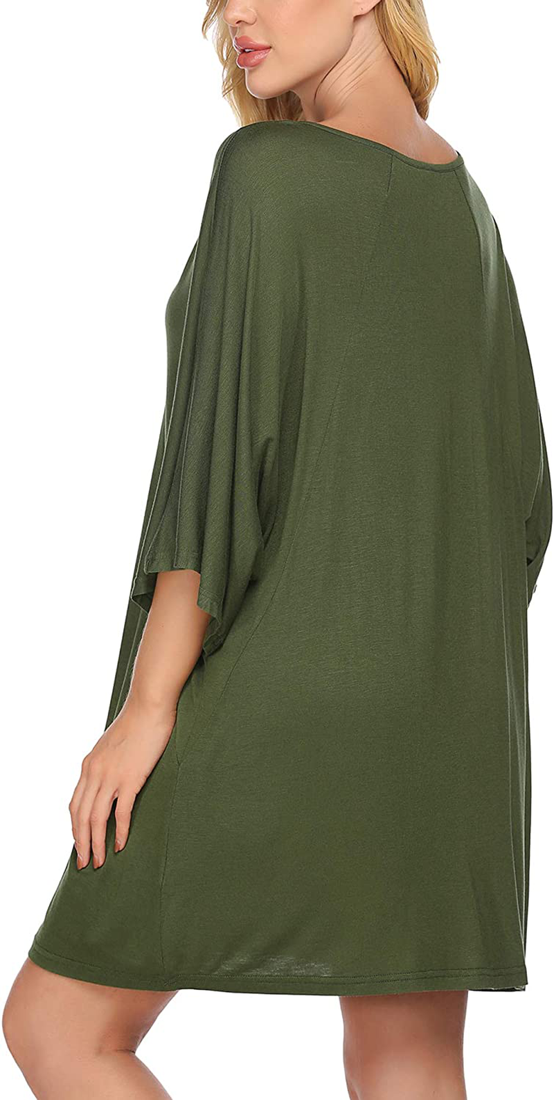 Ekouaer Women'S Sleepshirt Deep V Neck Nightgown Batwing Nightshirt Oversized Sleepwear Loungewear plus Size Apparel & Accessories > Clothing > Sleepwear & Loungewear > Nightgowns Kylie Max