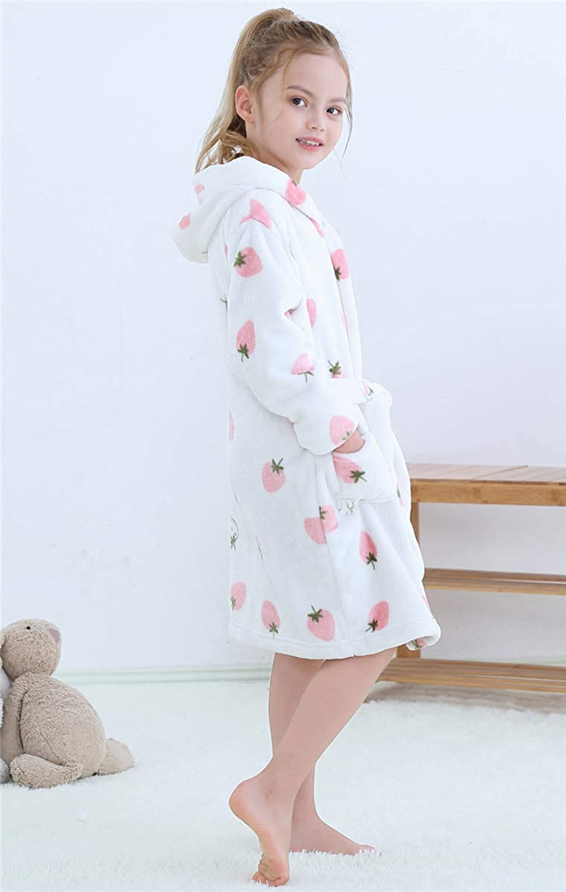 Betusline Girls Bathrobe Soft Fleece Hooded Robe, 12 Months - 18 Years Apparel & Accessories > Clothing > Sleepwear & Loungewear > Robes Kylie Max