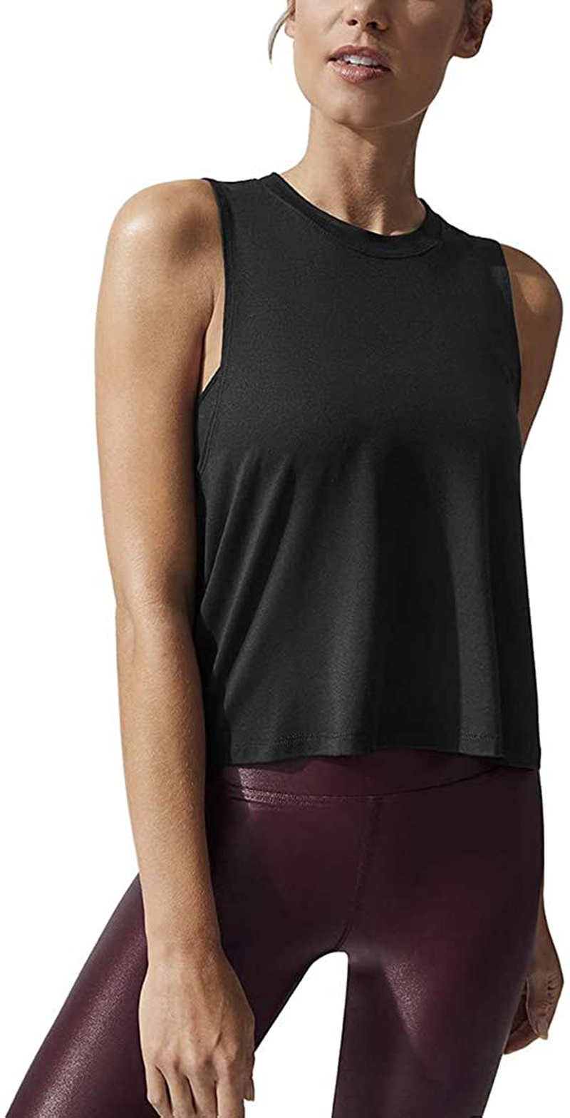 Mippo Crop Tops for Women Womens Workout Tops Flowy Cropped Tank Tops Athletic Shirts Apparel & Accessories > Clothing > Activewear Kylie Max