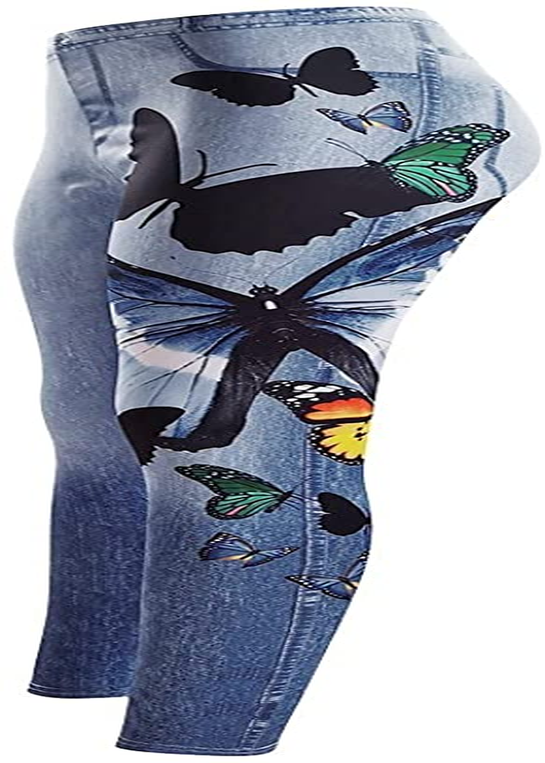 Burband Womens plus Size Stretch Drawstring Stretch Floral Print Jersey Capri Leggings High Rise Skinny Jeans Pants S-5XL Apparel & Accessories > Clothing > Underwear & Socks > Shapewear Burband