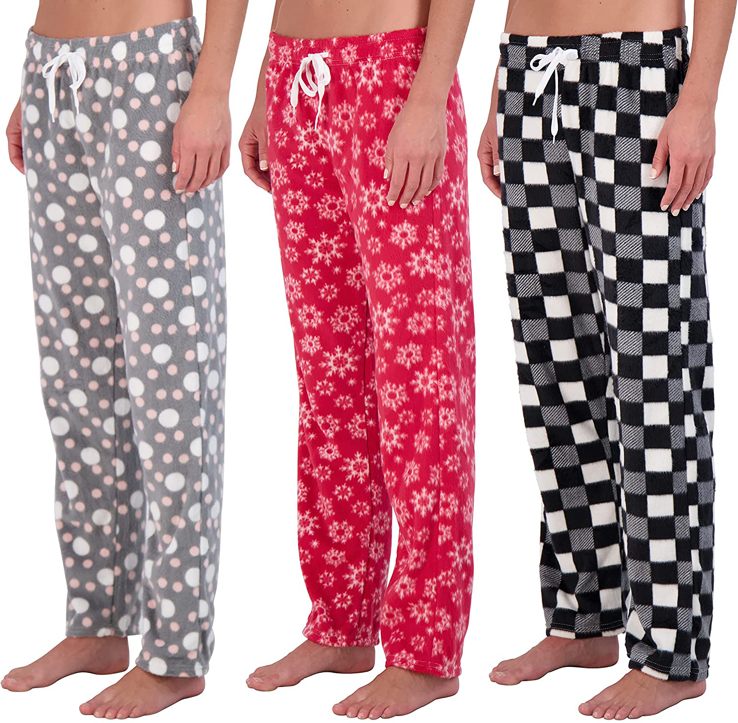 Real Essentials 3 Pack: Women’s Ultra-Soft Fleece Comfy Stretch Pajama Lounge Pants Elegant Sleepwear Apparel & Accessories > Clothing > Sleepwear & Loungewear > Pajamas Real Essentials Fleece Set a Large