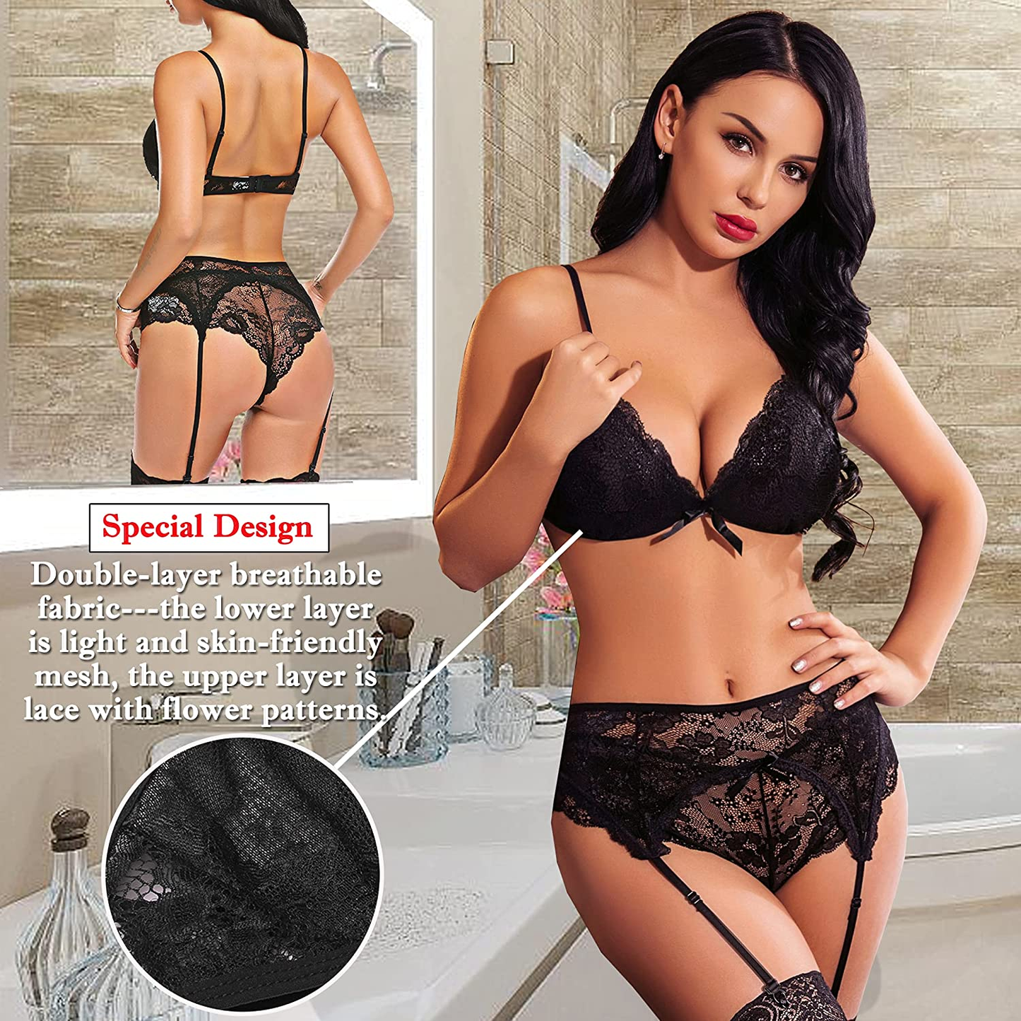 Avidlove Women Lace Lingerie Set with Garter Belts Strap Babydoll Bralette Bra and Panty Set Apparel & Accessories > Clothing > Underwear & Socks > Lingerie Avidlove