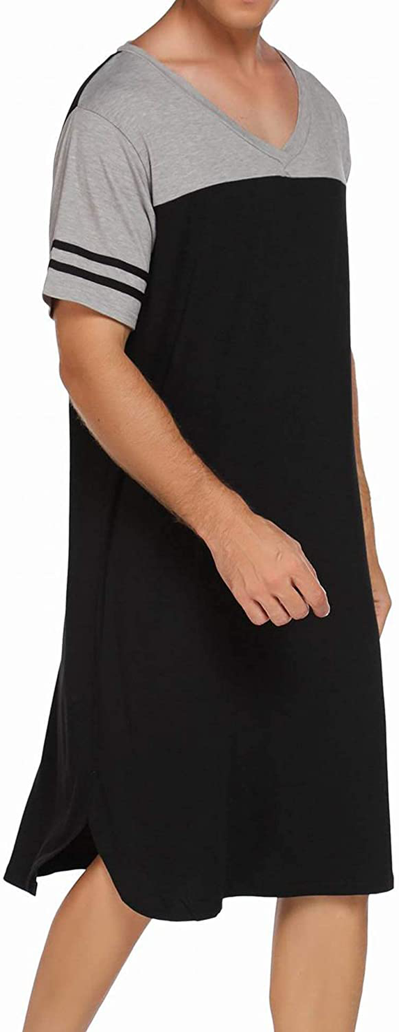 Ekouaer Nightgowns Mens V Neck Long Sleeve Sleepwear Big&Tall Pajama Sleeping Wear Loungewear Nightshirts M-XXXL Apparel & Accessories > Clothing > Sleepwear & Loungewear > Nightgowns Kylie Max