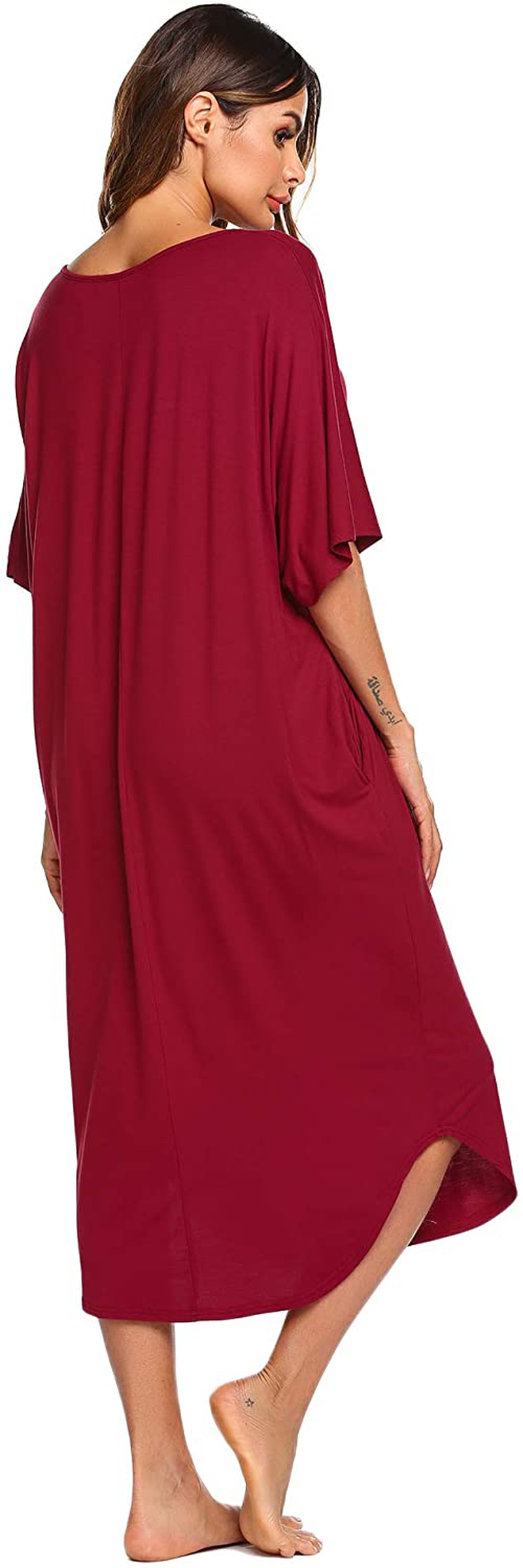 Ekouaer Nightgowns for Women Button-Down Sleepwear Short Sleeve Nightshirt plus Size Night Wear S-XXL Apparel & Accessories > Clothing > Sleepwear & Loungewear > Nightgowns Kylie Max