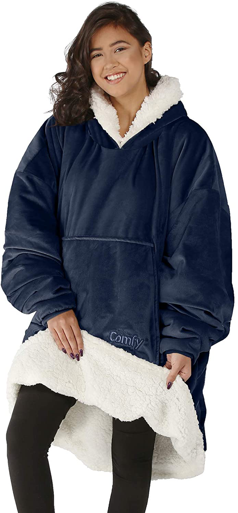 THE COMFY Original | Oversized Microfiber & Sherpa Wearable Blanket, Seen On Shark Tank, One Size Fits All Blue Arts & Entertainment > Party & Celebration > Gift Giving THE COMFY