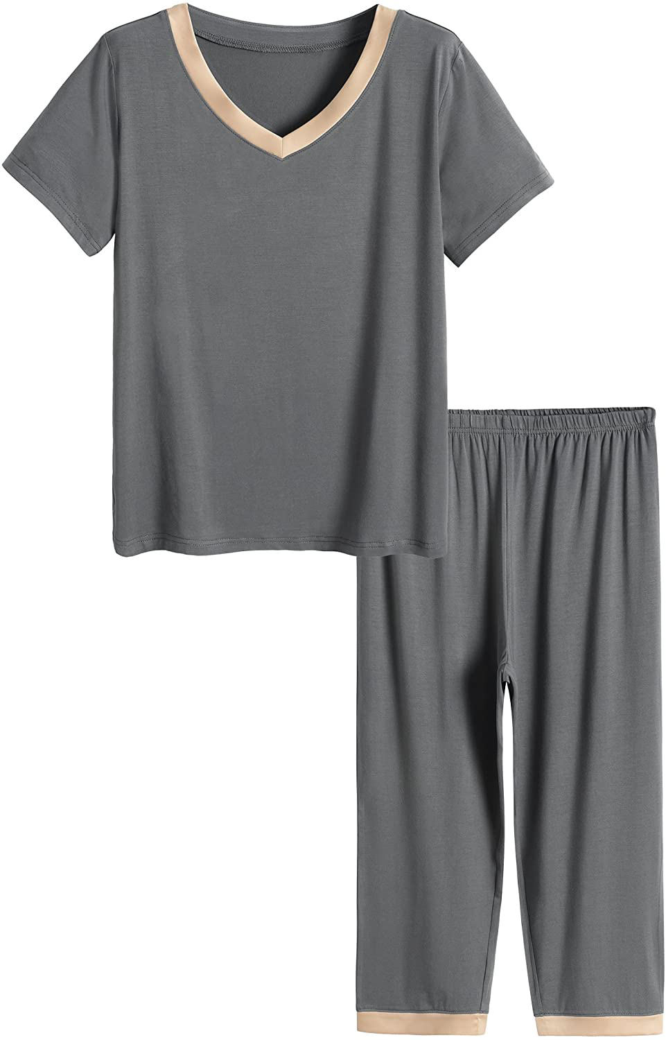 Latuza Women’s Sleepwear Tops with Capri Pants Pajama Sets Apparel & Accessories > Clothing > Sleepwear & Loungewear > Pajamas Latuza Gray Large