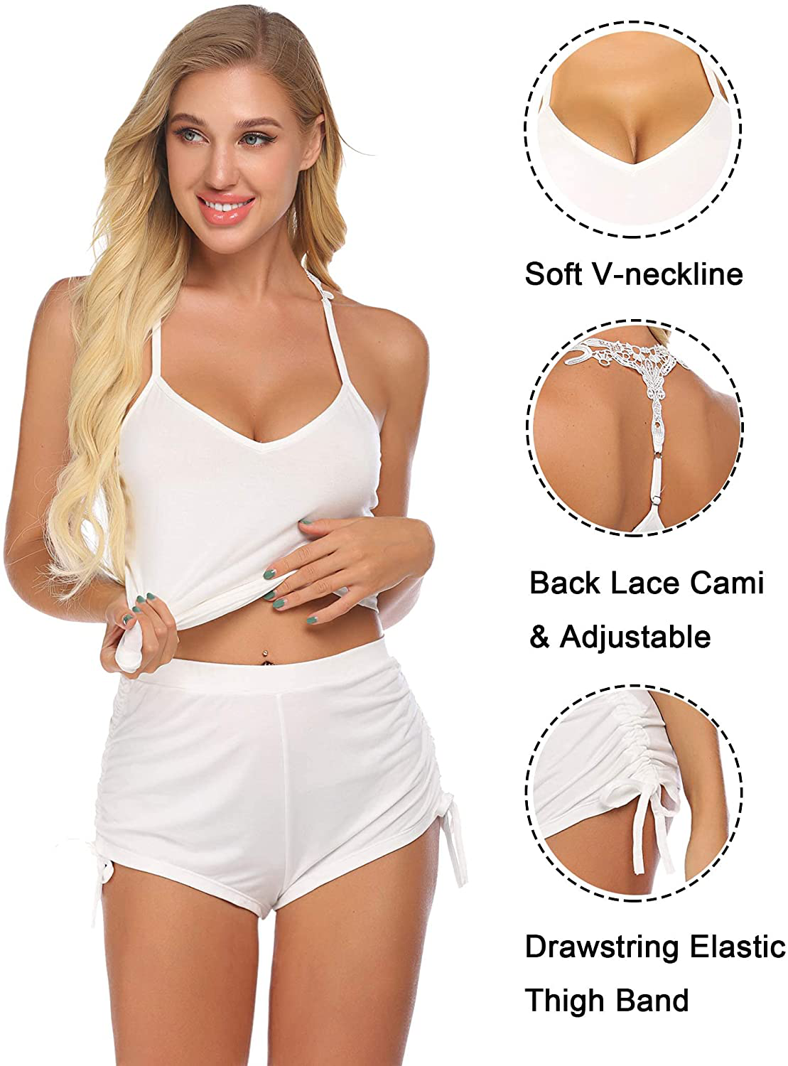 Avidlove Pajamas Set Womens Sleepwear Sexy Lingerie Nightwear Cami PJS Set with Shorts Apparel & Accessories > Clothing > Sleepwear & Loungewear Kylie Max