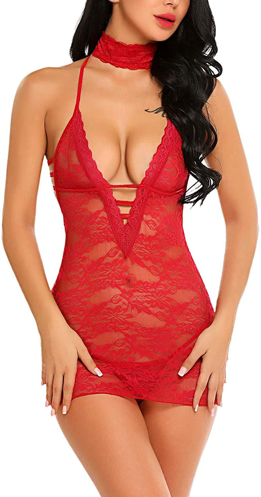 Avidlove Women Babydoll Lingerie Lace Chemise Halter Nightwear Teddy Dress Apparel & Accessories > Clothing > Underwear & Socks > Lingerie Kylie Max