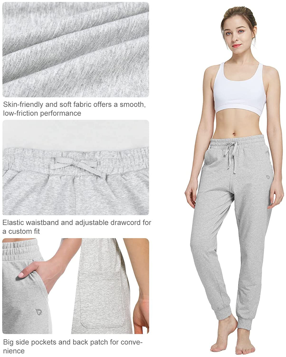 BALEAF Women'S Sweatpants Joggers Cotton Yoga Lounge Sweat Pants Casual Running Tapered Pants with Pockets Apparel & Accessories > Clothing > Activewear Kylie Max