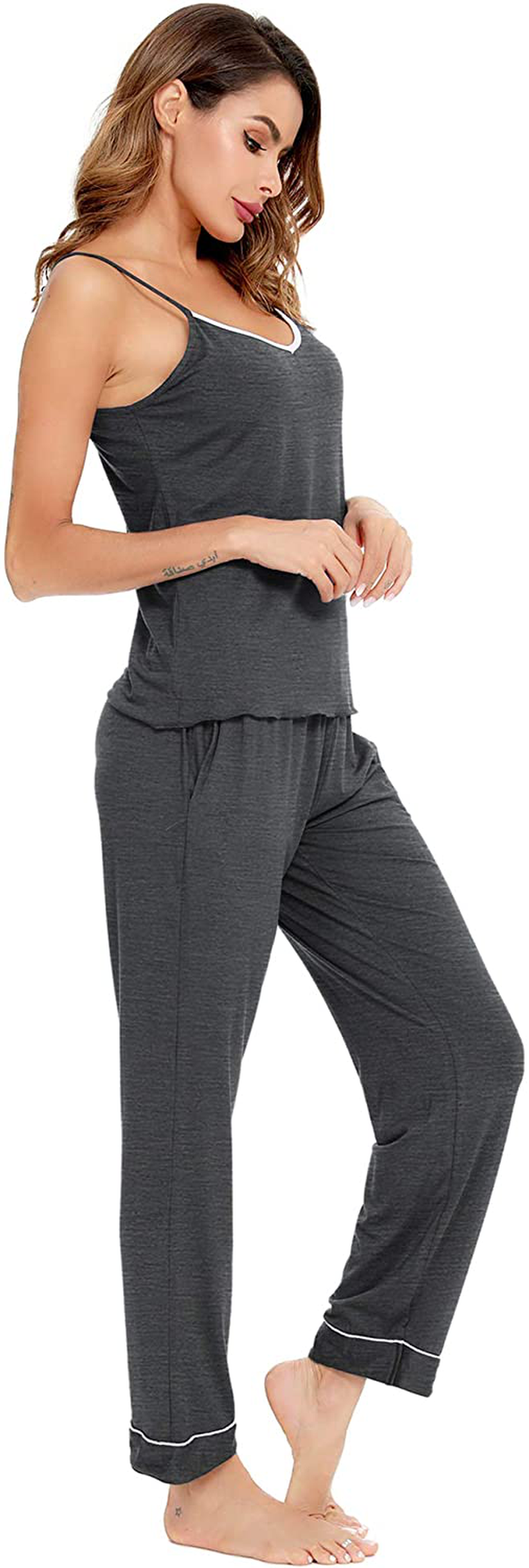 Lecgee Women'S Pajamas Set V-Neck Two Piece Sleepwear Spaghetti Strap Sleeveless Nightwear Apparel & Accessories > Clothing > Sleepwear & Loungewear Kylie Max