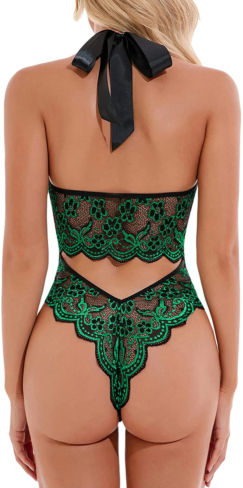 Donnalla Women Exotic Teddies Bodysuits Sexy Lace Floral Lingerie Naughty Strappy One Piece Plunging Teddy Scalloped Babydoll Apparel & Accessories > Clothing > Underwear & Socks > Lingerie Donnalla