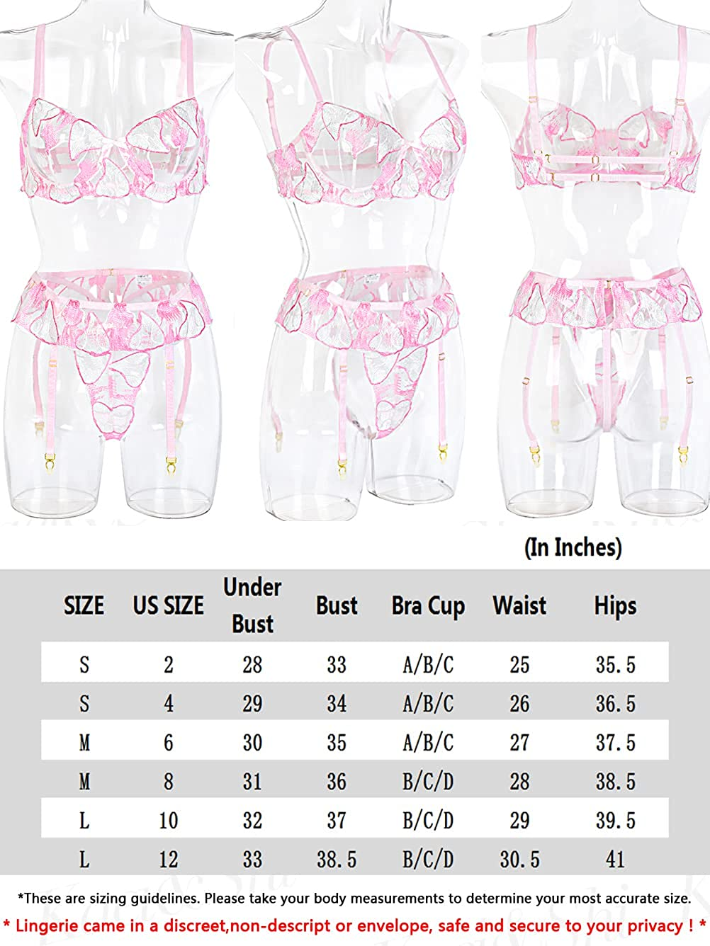 Kaei&Shi Floral Embroidered, Underwire, Cutout Back, G-String, Garter Belt Lingerie for Women Apparel & Accessories > Clothing > Underwear & Socks > Lingerie Kaei&Shi