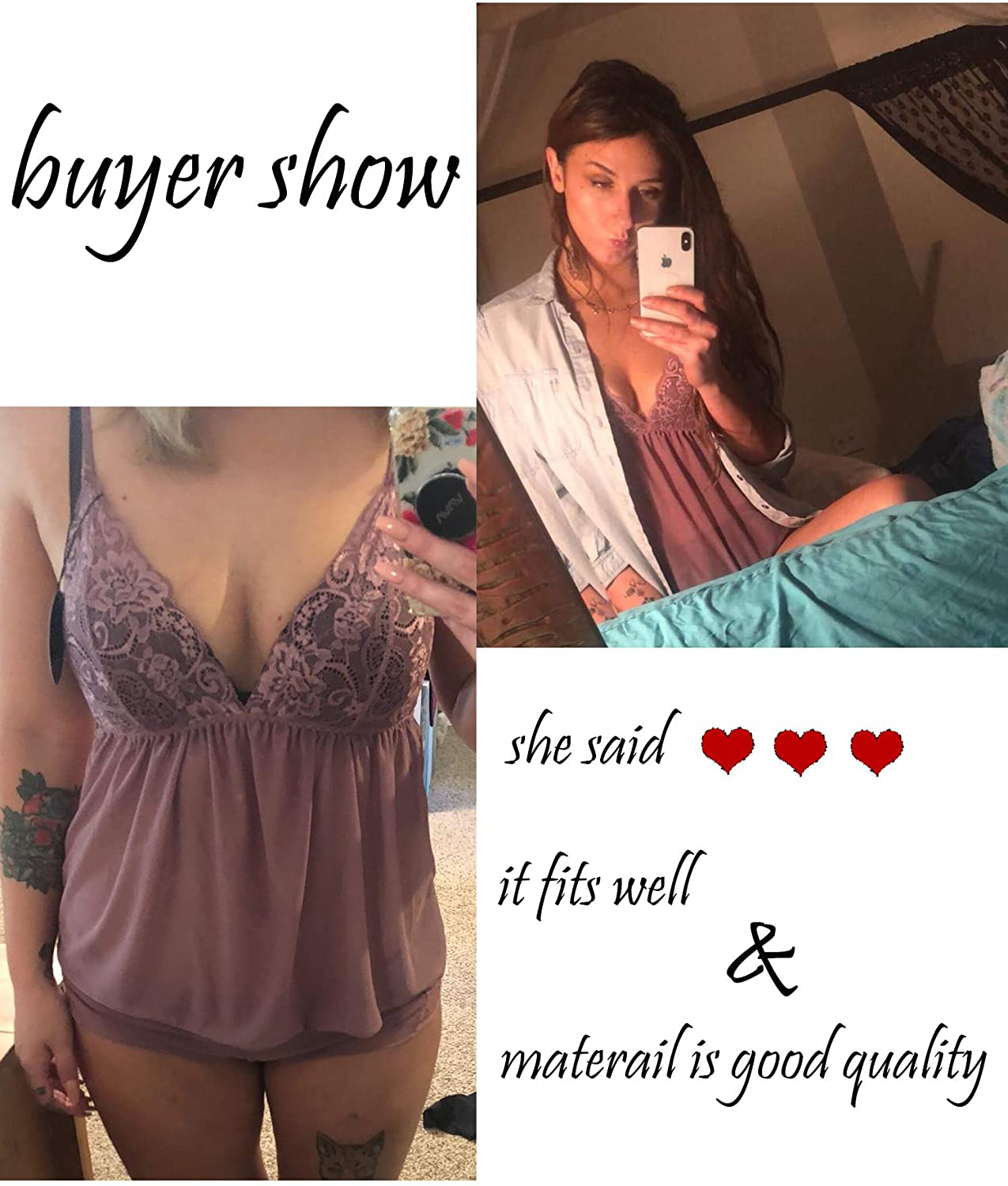 Avidlove Women Lingerie Lace Pajamas Set 2 Piece Babydoll Set Cami Shorts Nightwear Apparel & Accessories > Clothing > Sleepwear & Loungewear Kylie Max