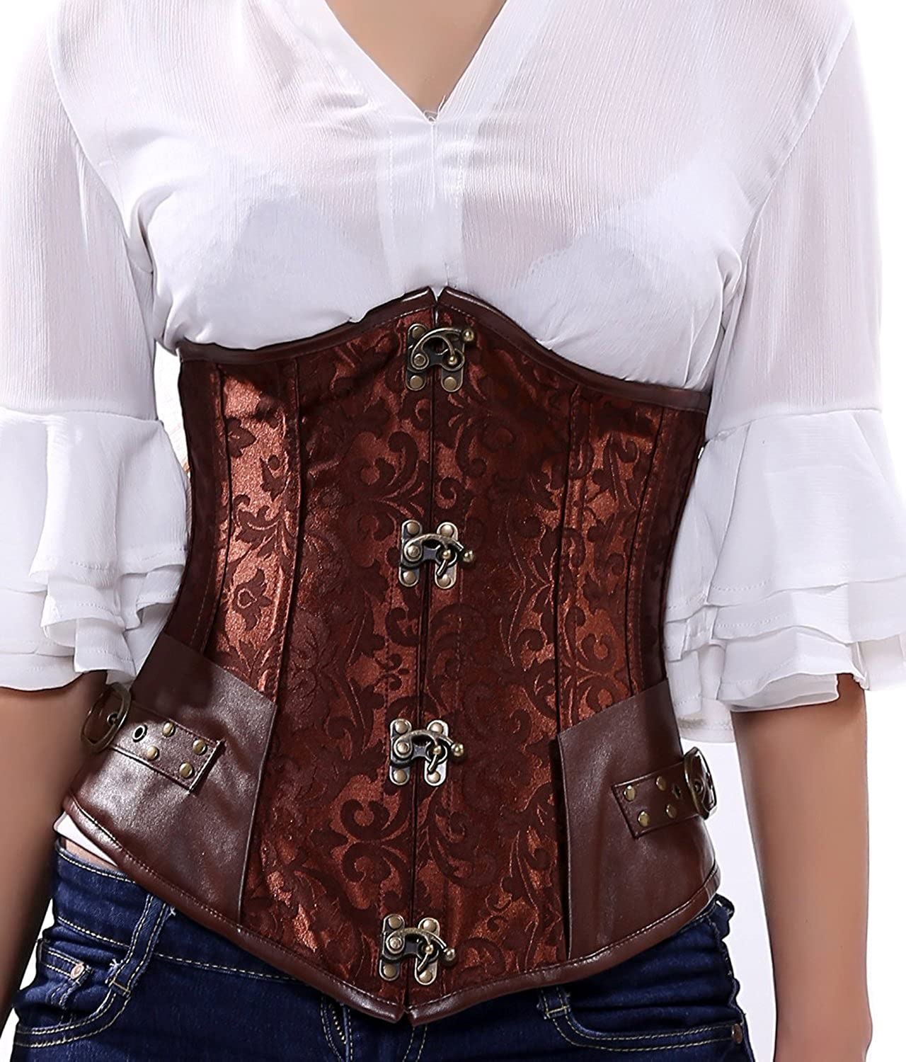 Blidece Women'S Fashion PU Leather Halter Shoulder Straps Underbust Corset Top Apparel & Accessories > Clothing > Underwear & Socks > Lingerie Blidece