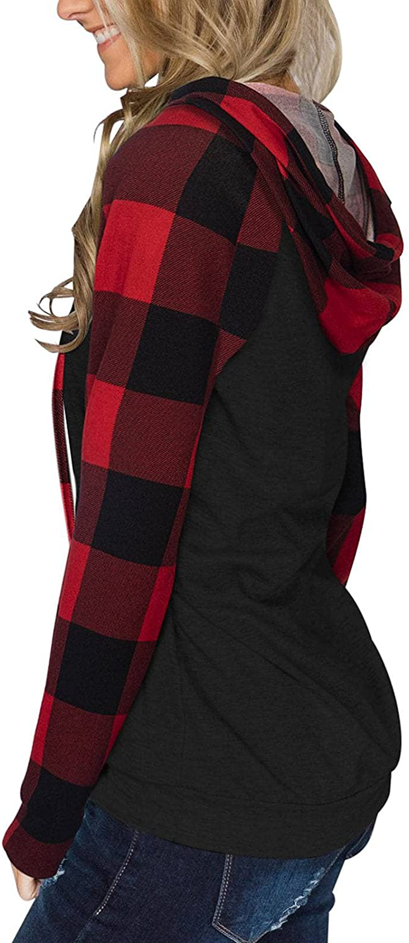 PINKMSTYLE Womens Color Block Hoodies Casual Lightweight Drawstring Pullover Sweatshirt Fall Long Sleeve Tops with Pocket Apparel & Accessories > Clothing > Activewear Kylie Max