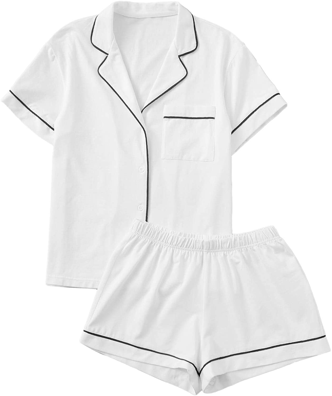 Floerns Women's Notch Collar Short Sleeve Sleepwear Two Piece Pajama Set Apparel & Accessories > Clothing > Sleepwear & Loungewear > Pajamas Floerns