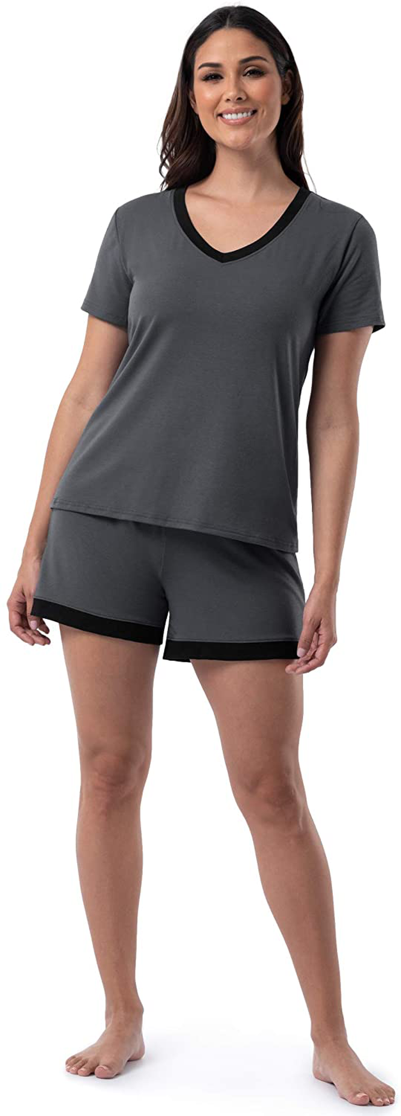 Fruit of the Loom Women's Sleeve Tee and Short 2 Piece Sleep Set Apparel & Accessories > Clothing > Sleepwear & Loungewear > Pajamas Fruit of the Loom Soft Grey 2X