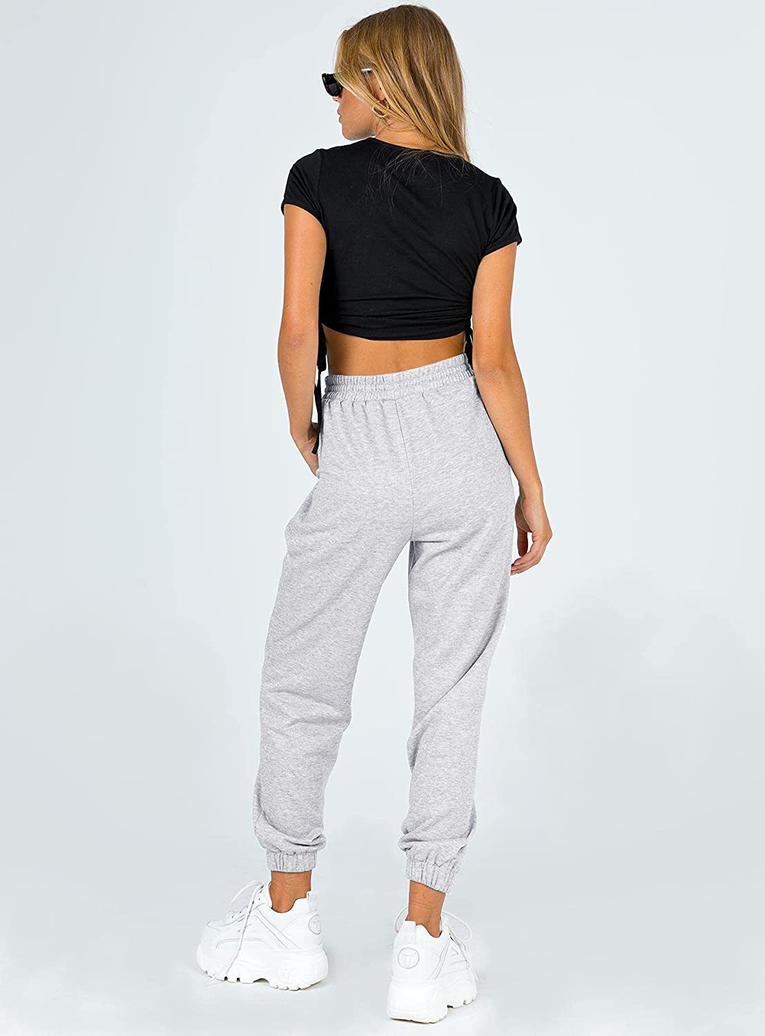 Ezymall Womens Sweatpants Comfy High Waisted Workout Athletic Lounge Joggers Pants with Pockets Apparel & Accessories > Clothing > Activewear Kylie Max