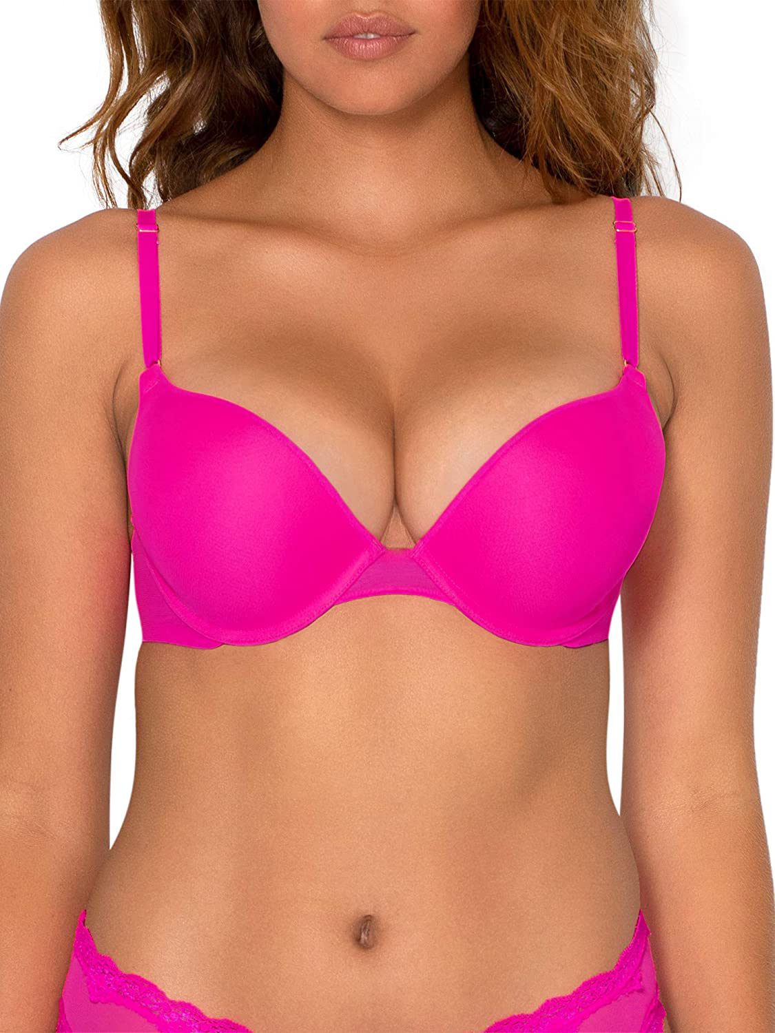 Smart & Sexy Women's Maximum Cleavage Underwire Push up Bra Apparel & Accessories > Clothing > Underwear & Socks > Bras Smart & Sexy Electric Pink (Mesh) 36A