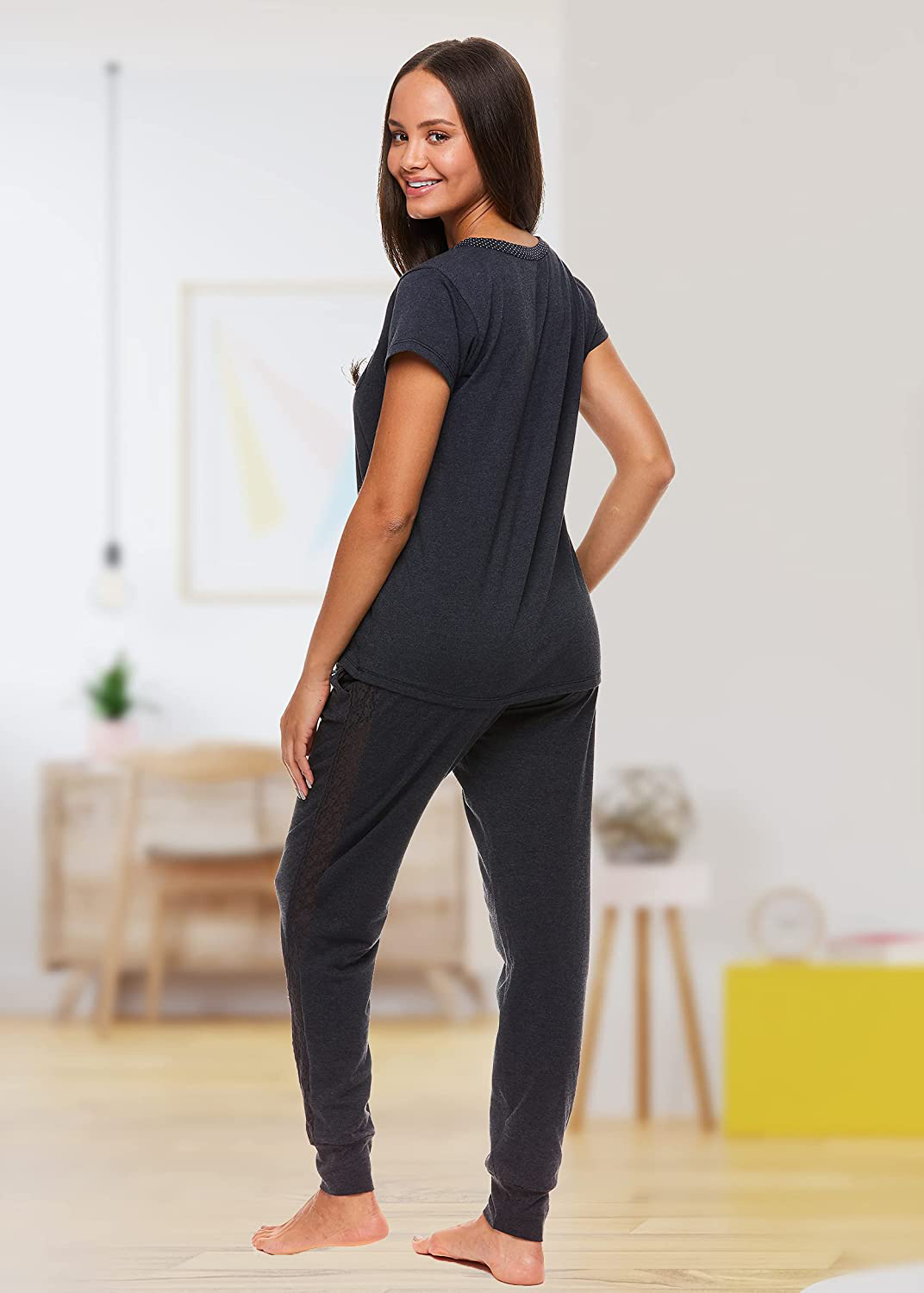 U.S. Polo Assn. Womens Pajama Set with Pockets - Short Sleeve Shirt and Pajama Pants Pj Set Apparel & Accessories > Clothing > Sleepwear & Loungewear > Pajamas U.S. Polo Assn.