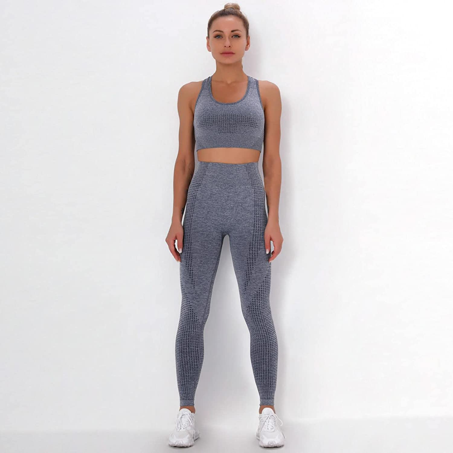 Burband Womens Ribbed Seamless Yoga Outfits 2 Piece Tracksuits Sports Bra Seamless Leggings Yoga Gym Workout Set Activewear Apparel & Accessories > Clothing > Underwear & Socks > Shapewear Burband