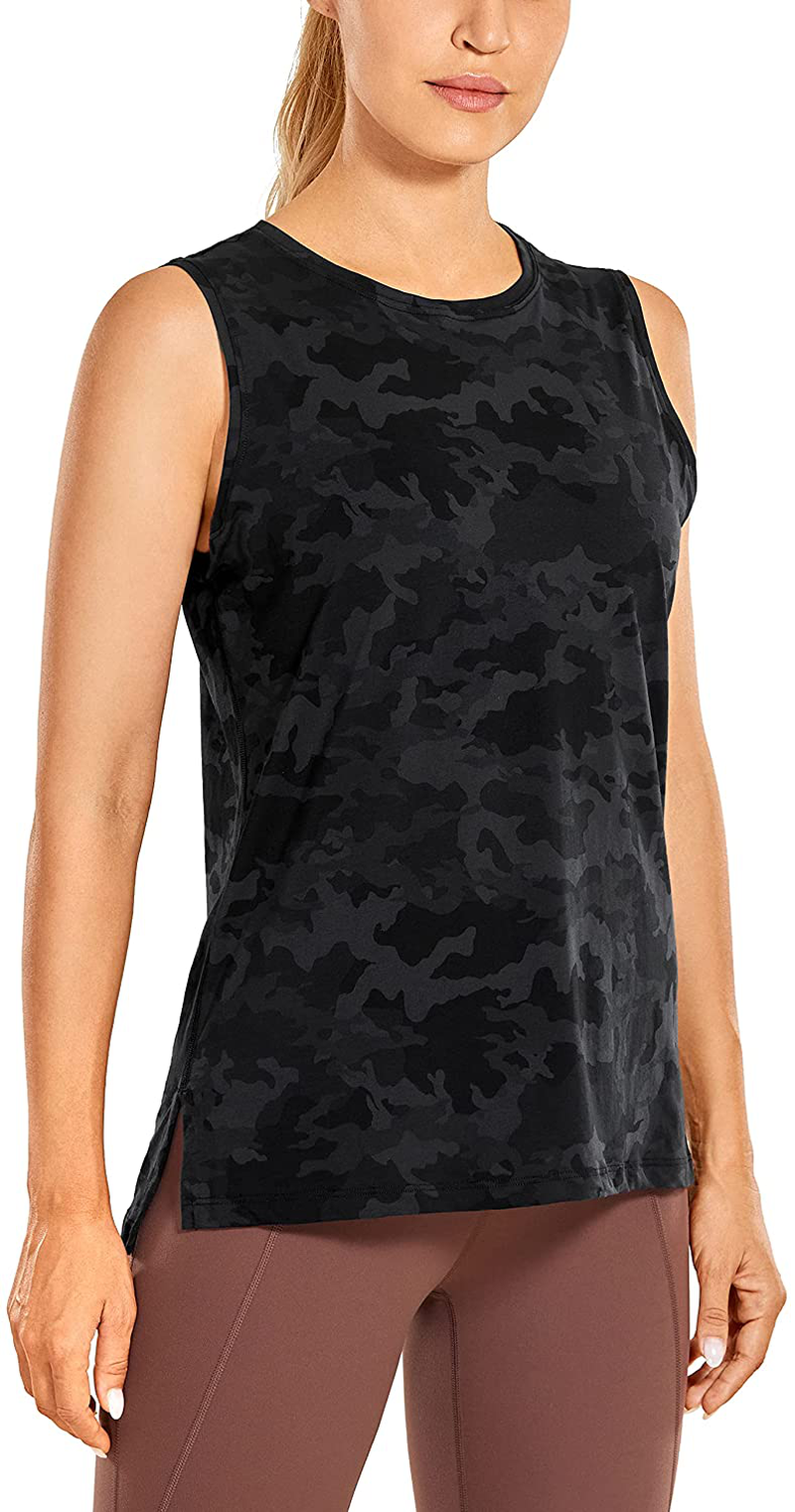 CRZ YOGA Women'S Pima Cotton Workout Tank Tops Loose Fit Yoga Sleeveless Shirts Muscle Tank Apparel & Accessories > Clothing > Activewear Kylie Max
