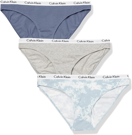 Calvin Klein Women'S Carousel Logo Cotton Bikini Panty Apparel & Accessories > Clothing > Underwear & Socks > Underwear Calvin Klein Grey Heather/Scorched Denim/Morongo Clouds-blue Fog 3 Large