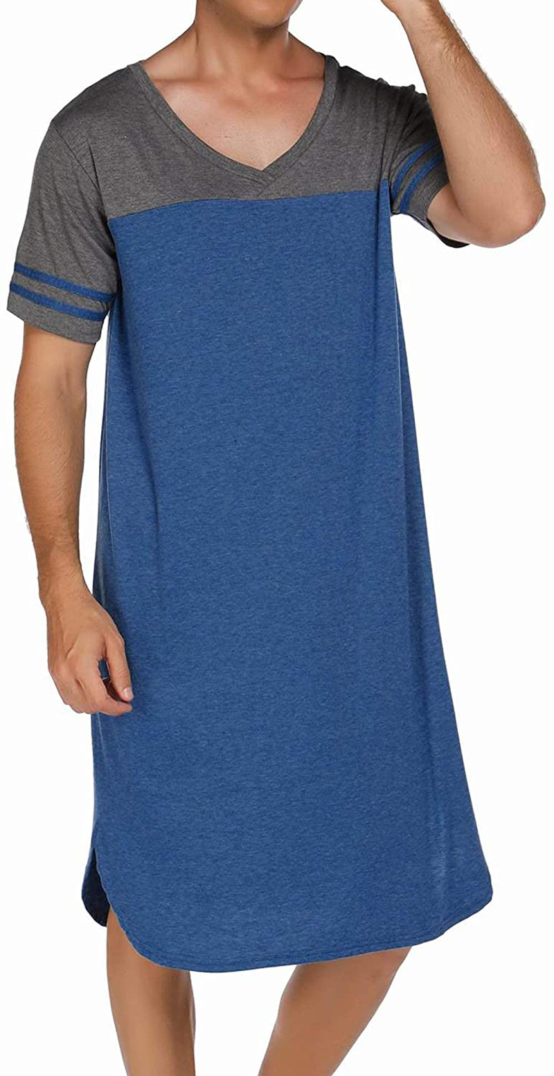 Ekouaer Nightgowns Mens V Neck Long Sleeve Sleepwear Big&Tall Pajama Sleeping Wear Loungewear Nightshirts M-XXXL Apparel & Accessories > Clothing > Sleepwear & Loungewear > Nightgowns Kylie Max