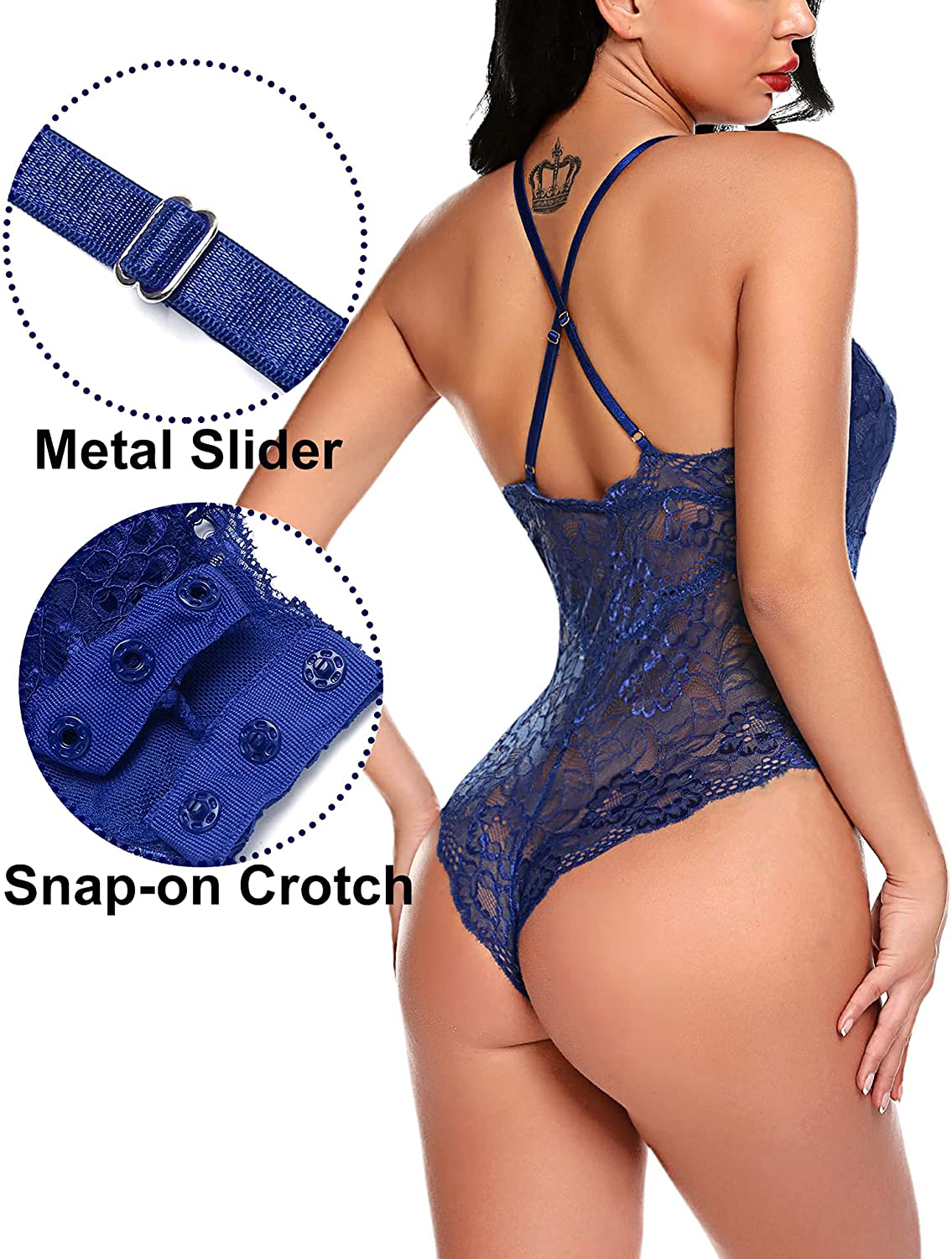 Avidlove Women Snap Crotch Lingerie Sexy Lace Bodysuit Deep V Teddy One Piece Lace Babydoll Apparel & Accessories > Clothing > Underwear & Socks > Lingerie Avidlove