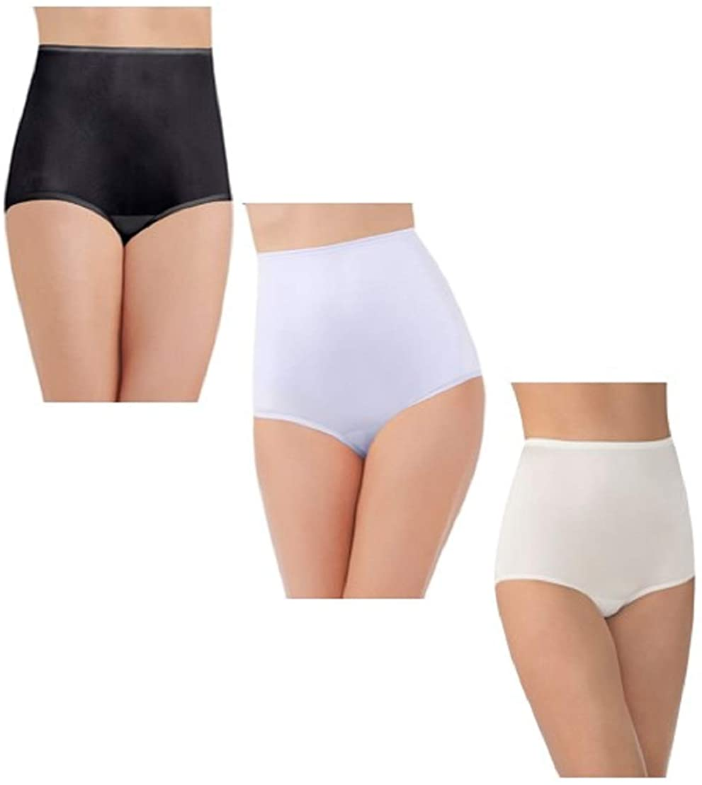 Vanity Fair Women'S Perfectly Yours Traditional Brief Panties Apparel & Accessories > Clothing > Underwear & Socks > Underwear Vanity Fair Nylon - 3 Pack - Black/White/Candleglow Nylon 5