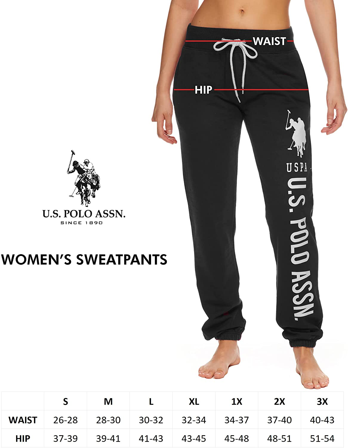 U.S. Polo Assn. Essentials Womens French Terry Joggers – Sweatpants for Women Apparel & Accessories > Clothing > Activewear Kylie Max