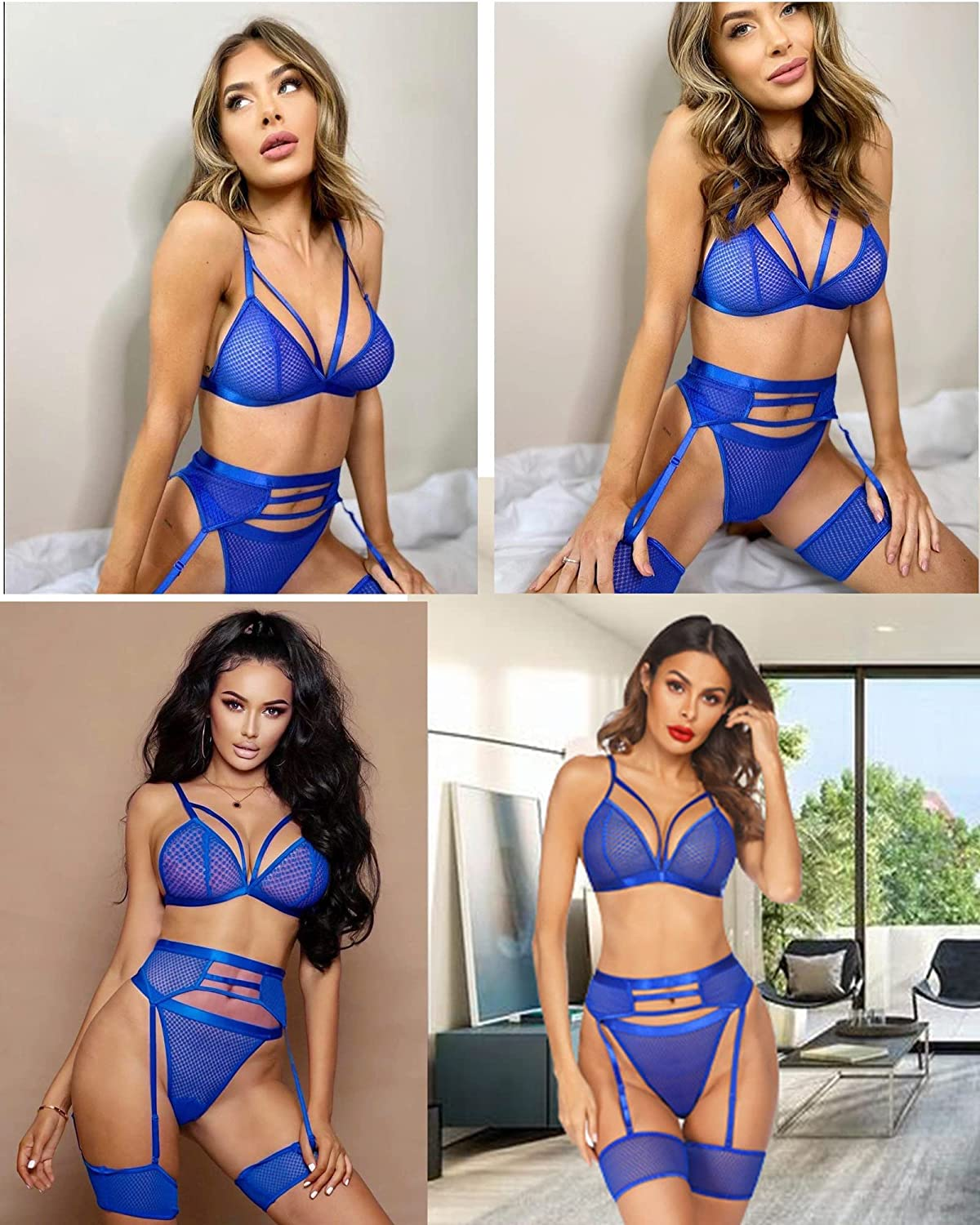 Avidlove Women Sexy Lingerie Set with Garter Belts and Leg Garter Mesh Bra and Panty Sets Lace Teddy Apparel & Accessories > Clothing > Underwear & Socks > Lingerie Avidlove