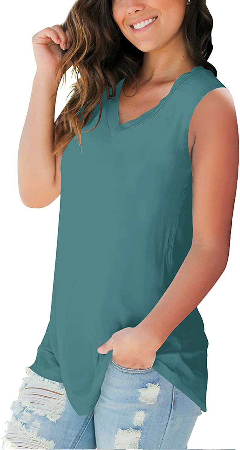 SAMPEEL Tank Tops for Women Trendy V Neck Basic Sleeveless Tee Shirts Women Casual Apparel & Accessories > Clothing > Activewear Kylie Max