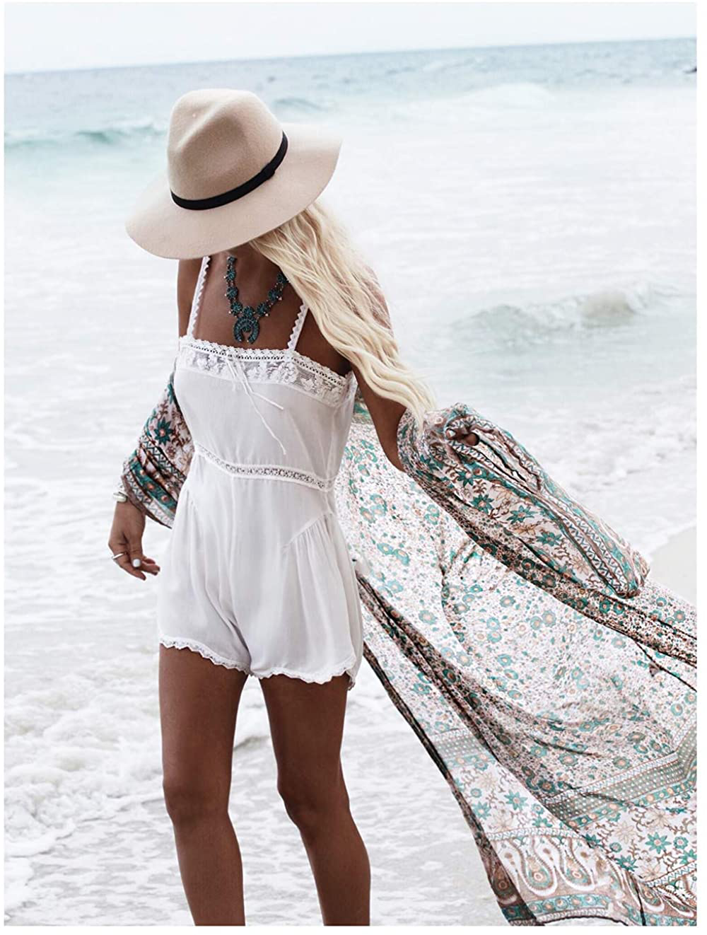 Wander Agio Womens Bikini Cover Ups Beach Casual Dress Coverup Swimsuits Long Cardigan Buttons Chiffon Apparel & Accessories > Clothing > Swimwear Kylie Max