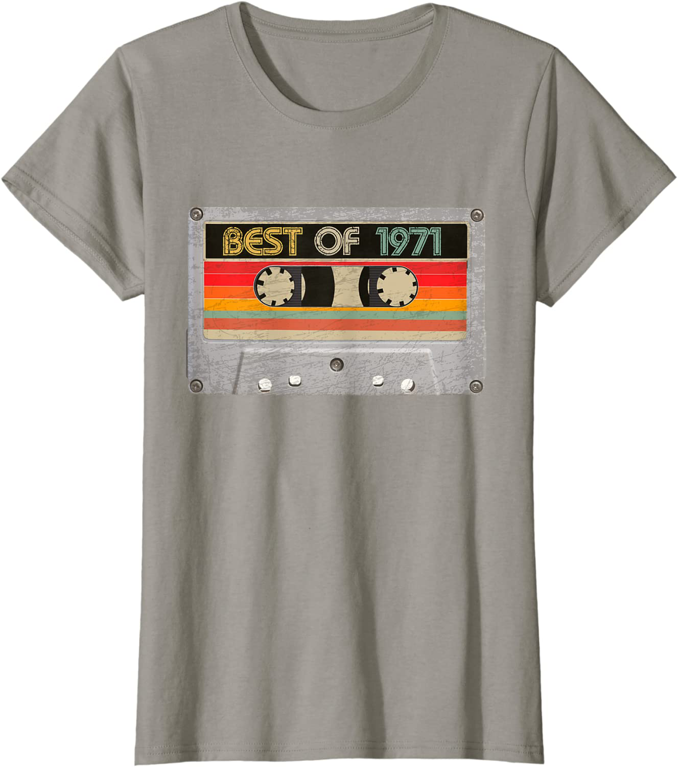Best Of 1971 50th Birthday Gifts Cassette Tape Vintage T-Shirt Arts & Entertainment > Party & Celebration > Gift Giving BORN Slate Women Large