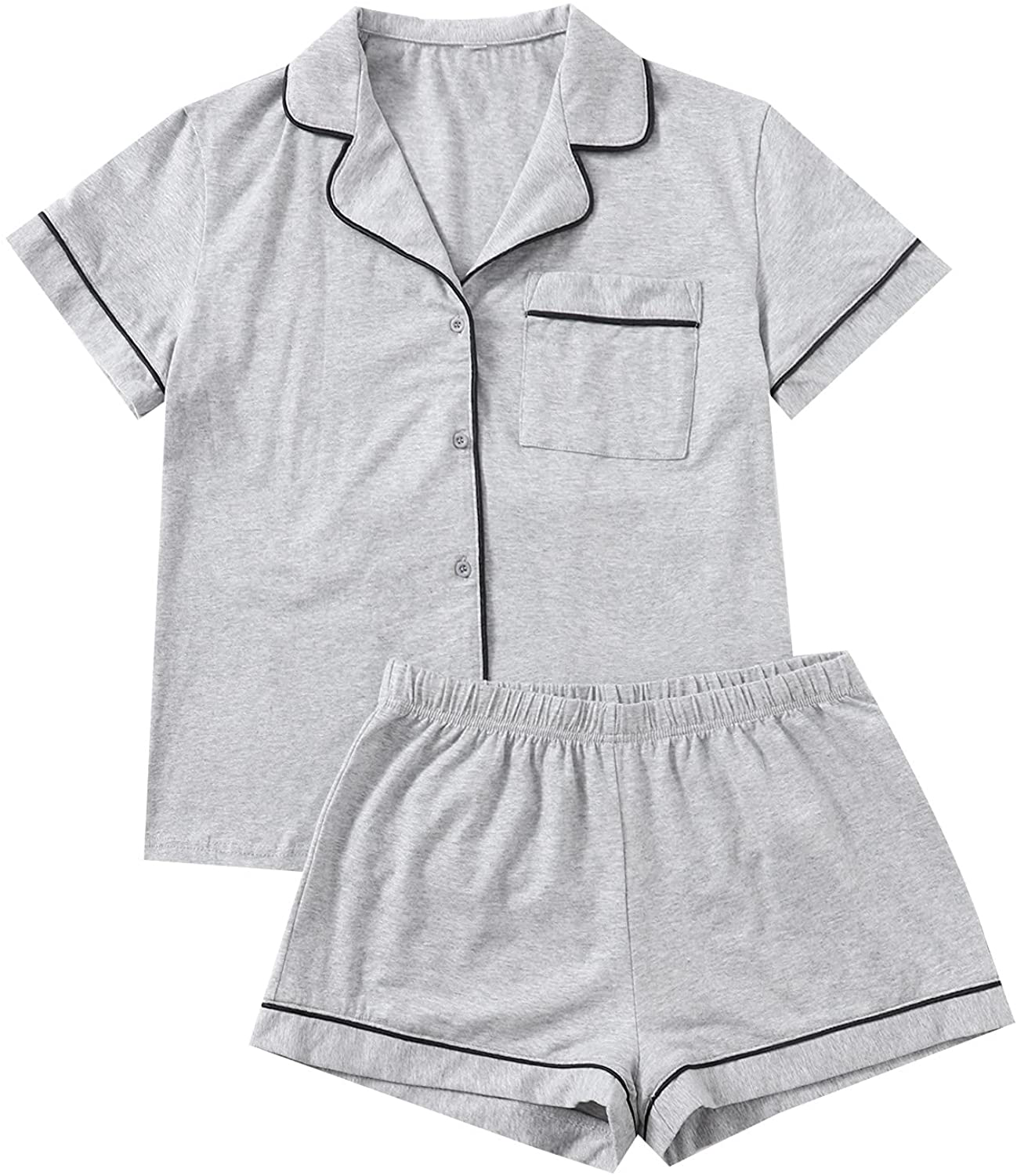 Floerns Women's Notch Collar Short Sleeve Sleepwear Two Piece Pajama Set Apparel & Accessories > Clothing > Sleepwear & Loungewear > Pajamas Floerns