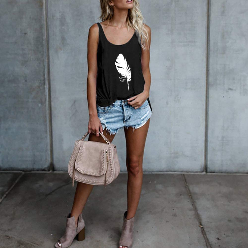 OMSJ Women Shirts Sleeveless Summer Tunic Loose Fit Tank Tops Apparel & Accessories > Clothing > Activewear Kylie Max
