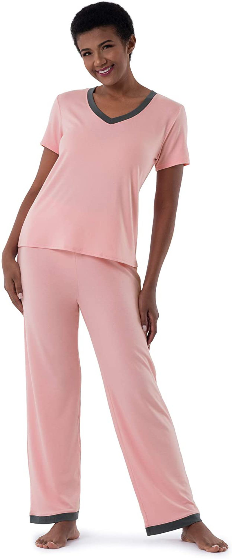 Fruit of the Loom Women's Short Sleeve Tee and Pant 2 Piece Sleep Set Apparel & Accessories > Clothing > Sleepwear & Loungewear > Pajamas Fruit of the Loom Soft Pink 2X