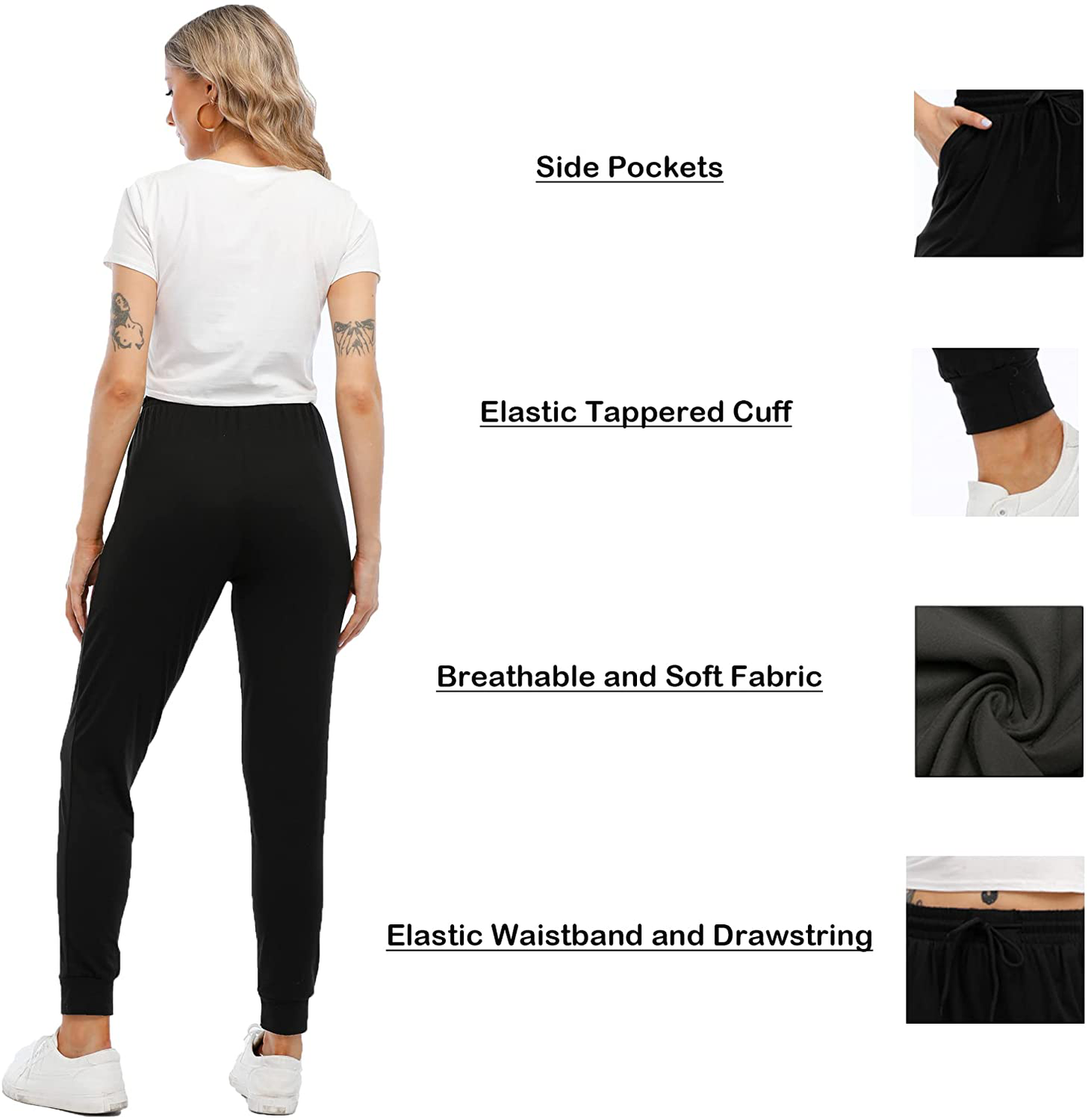 MCPORO Womens Joggers with Pockets & Drawstring-Sweatpants for Women Workout Running Yoga Lounge Pants Apparel & Accessories > Clothing > Activewear Kylie Max