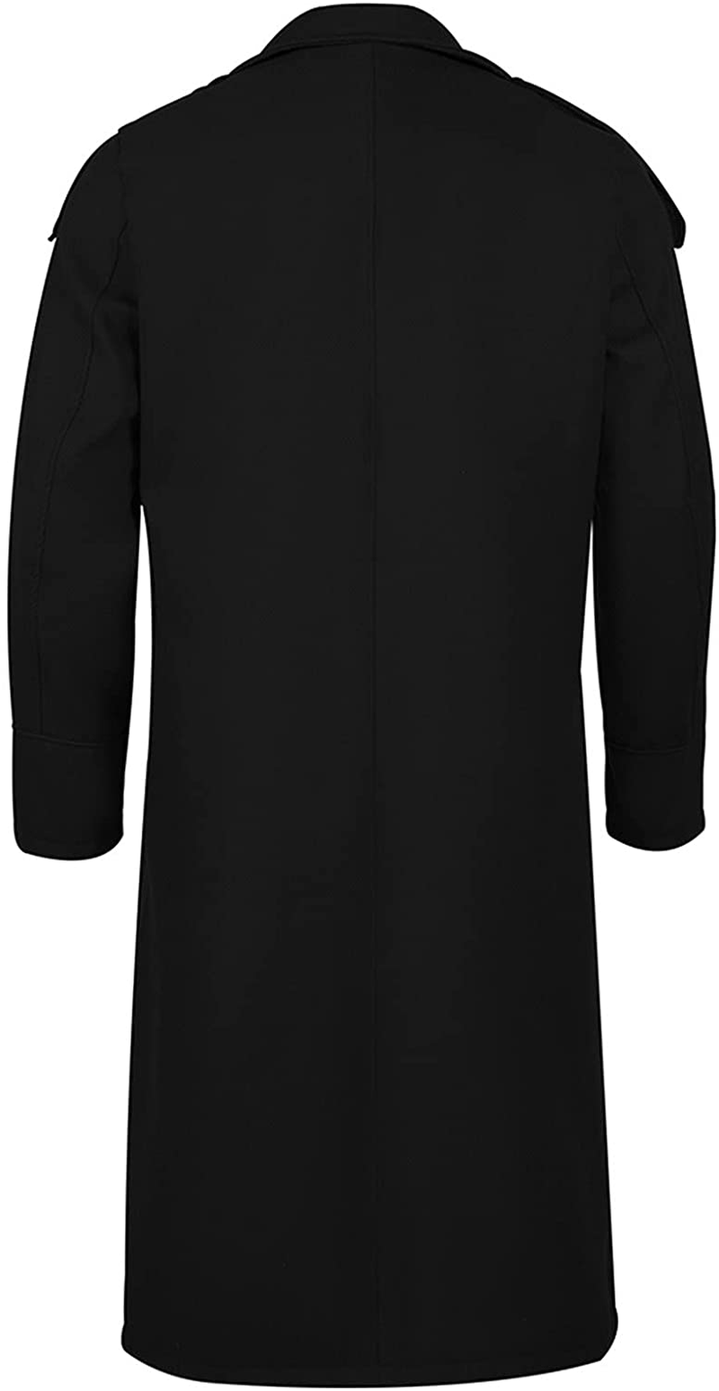 Merthy Mens Winter Warm French Woolen Trench Coats Long Sleeved Turn-Down Collar Double Breasted Business Long Pea Coat Apparel & Accessories > Clothing > Underwear & Socks > Shapewear Merthy