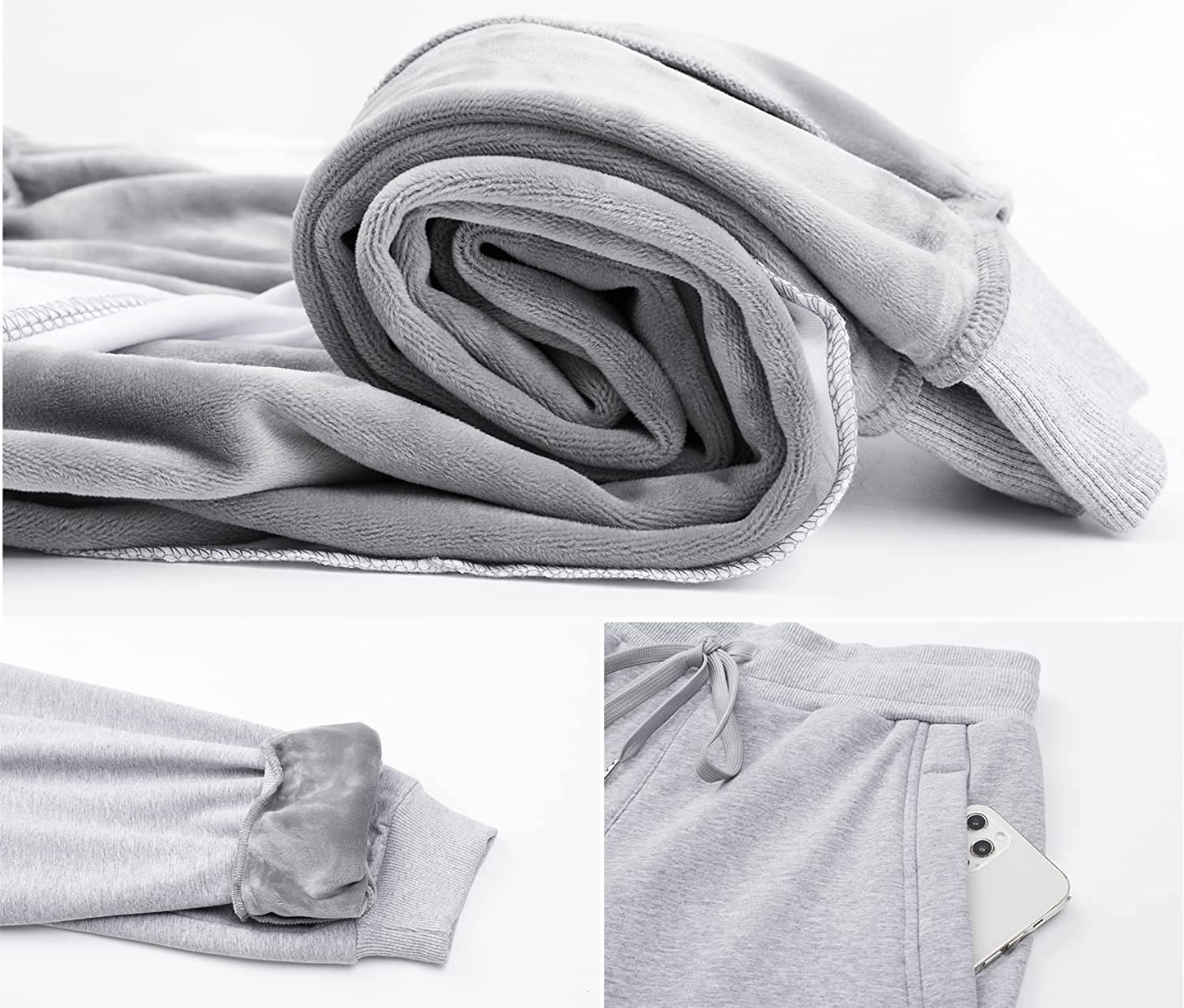 MOUEEY Women'S Super Warm Sherpa Lined Athletic Sweatpants Jogger Fleece Pants with Zipper Pockets Apparel & Accessories > Clothing > Activewear Kylie Max