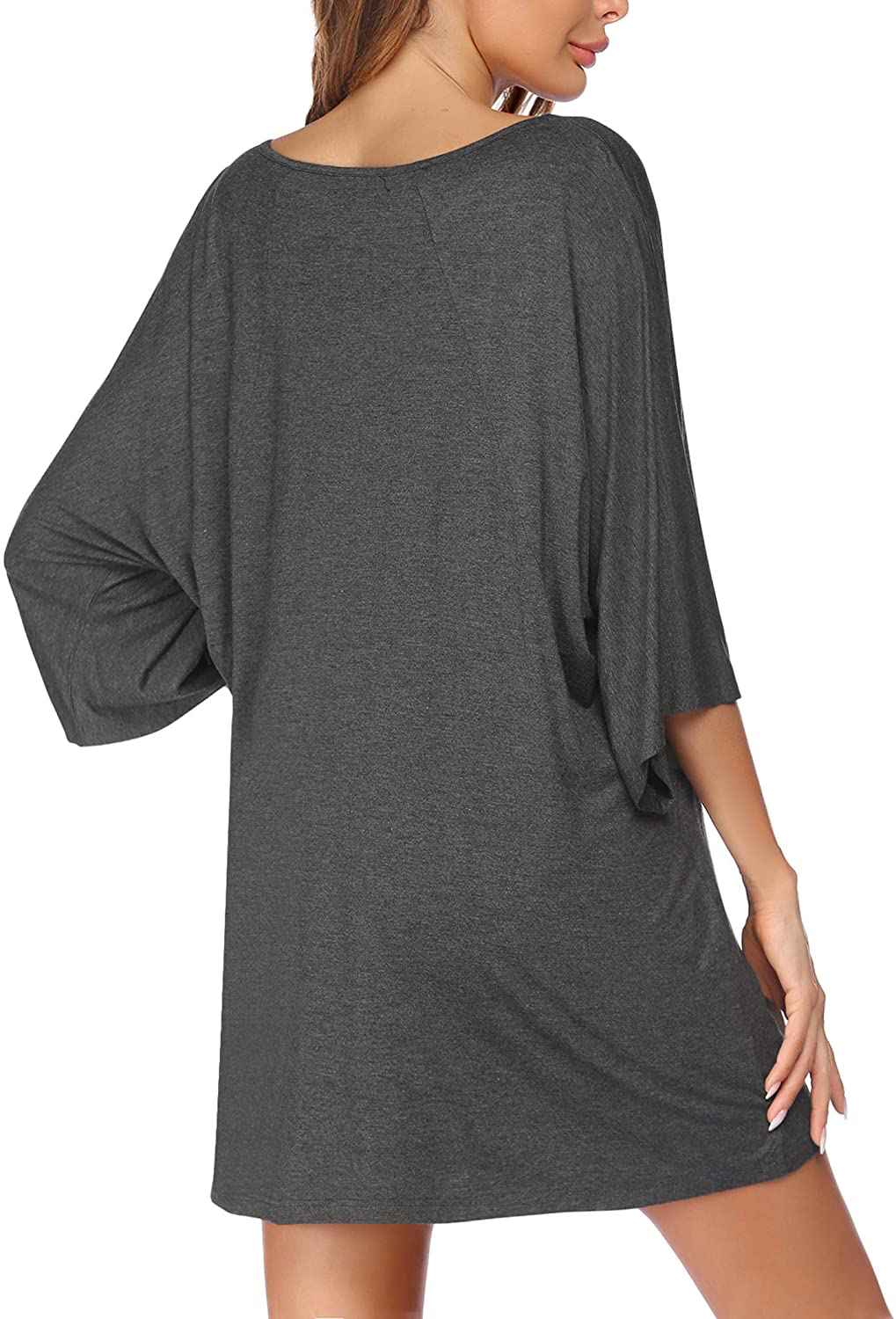 Ekouaer Women'S Sleepshirt Deep V Neck Nightgown Batwing Nightshirt Oversized Sleepwear Loungewear plus Size Apparel & Accessories > Clothing > Sleepwear & Loungewear > Nightgowns Kylie Max