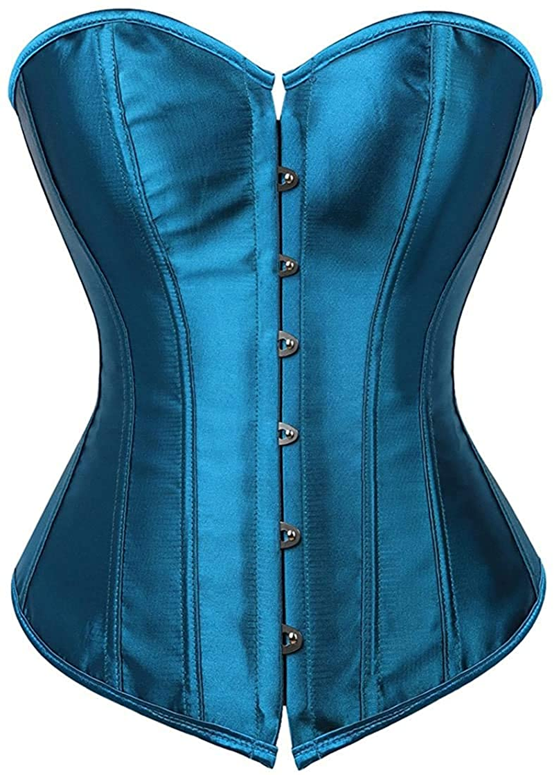 NIYIGEJI Satin Sexy Strong Boned Corset Lace up Overbust Waist Cincher Bustier Bodyshaper Top Apparel & Accessories > Clothing > Underwear & Socks > Lingerie NIYIGEJI Dark Blue X-Large