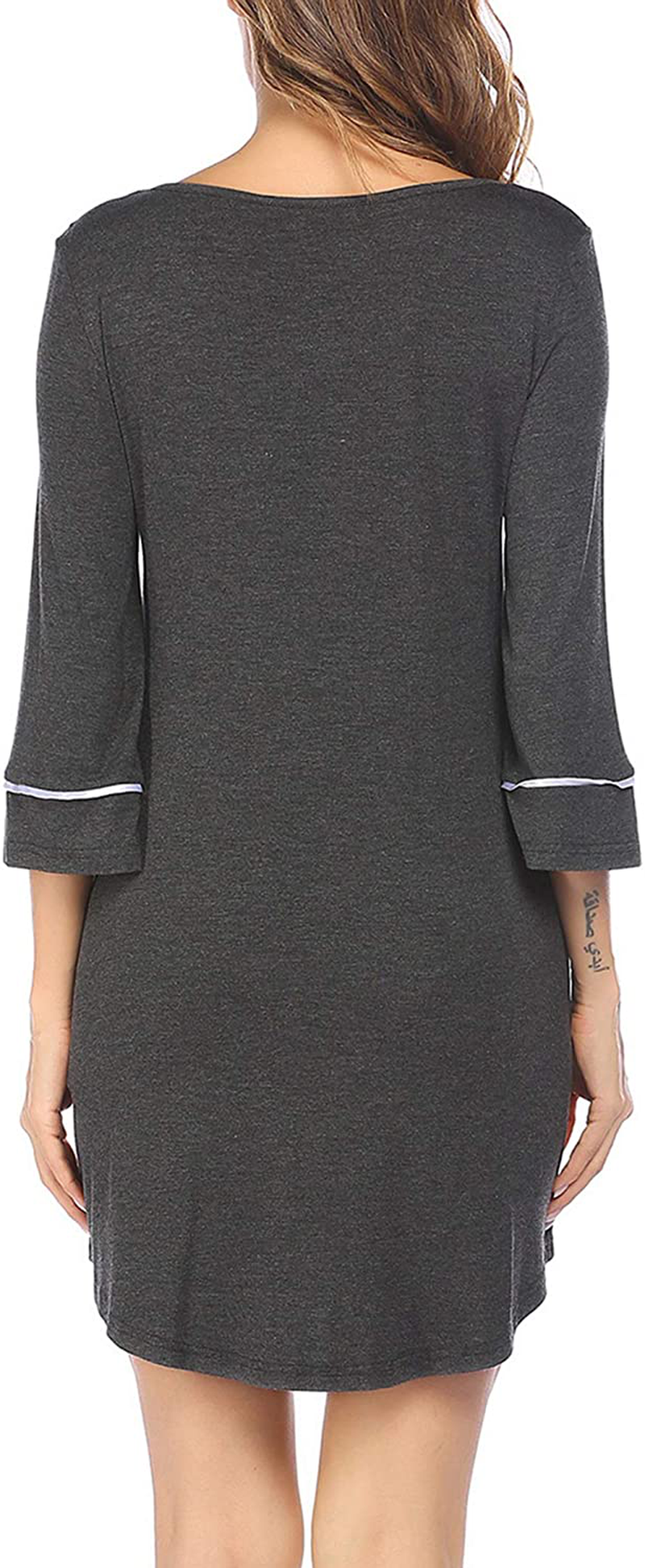 Ekouaer Women’S Sleepshirt 3/4 Sleeves Nightgown Sexy Nightshirts Boyfriend Sleepwear S-XXL Apparel & Accessories > Clothing > Sleepwear & Loungewear > Nightgowns Kylie Max