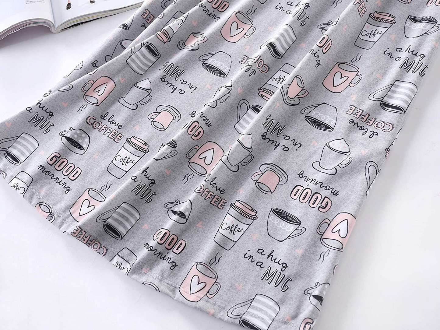 PNAEONG Women'S Cotton Nightgown Sleepwear Short Sleeves Shirt Casual Print Sleepdress Apparel & Accessories > Clothing > Sleepwear & Loungewear > Nightgowns Kylie Max